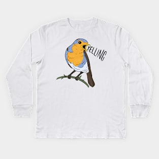 bird YELLING Kids Long Sleeve T-Shirt